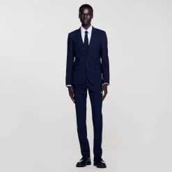Homme SANDRO Veste De Costume Classique En Laine