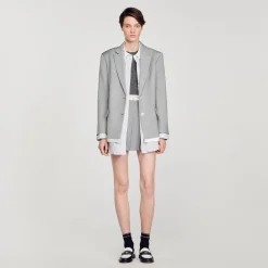 Femme SANDRO Veste De Costume Finitions Satinées