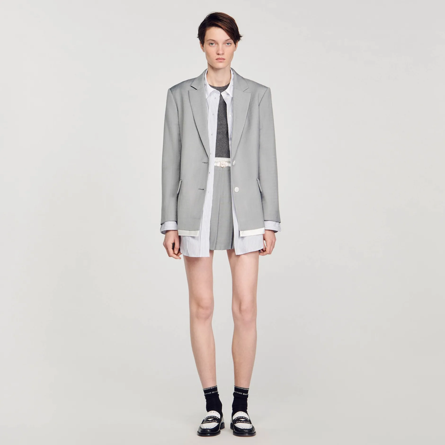 Femme SANDRO Veste De Costume Finitions Satinées