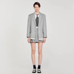 Femme SANDRO Veste De Costume Finitions Satinées