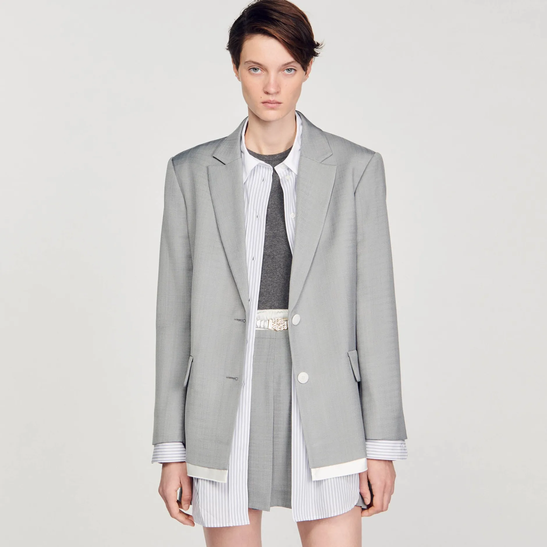 Femme SANDRO Veste De Costume Finitions Satinées
