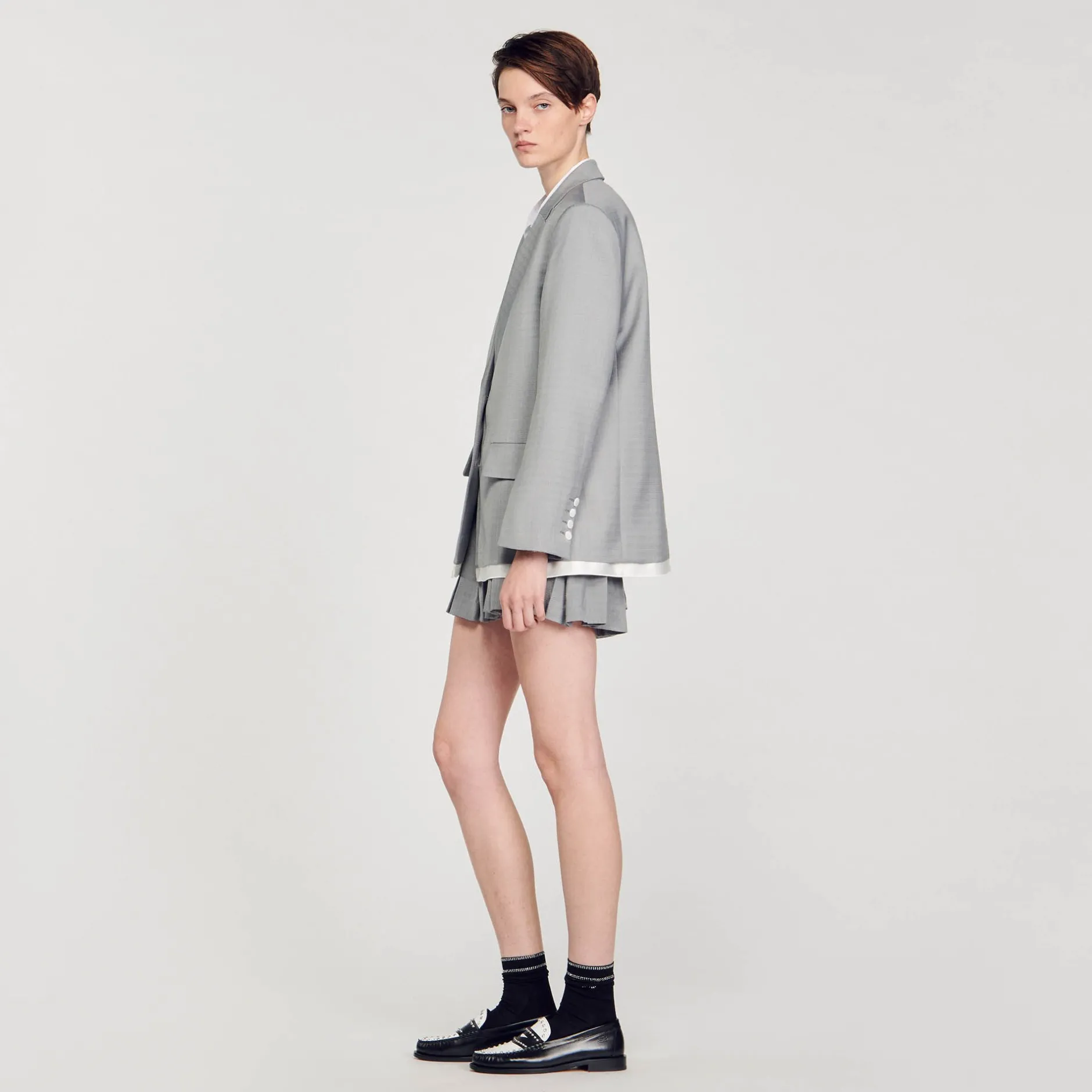 Femme SANDRO Veste De Costume Finitions Satinées