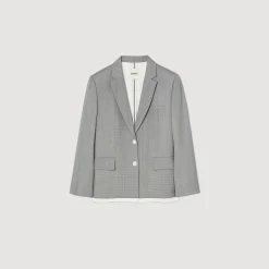 Femme SANDRO Veste De Costume Finitions Satinées