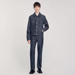 Homme SANDRO Veste En Denim Square Cross