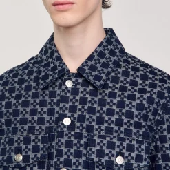 Homme SANDRO Veste En Denim Square Cross