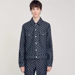 Homme SANDRO Veste En Denim Square Cross