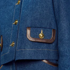 Femme SANDRO Veste En Jean à Col En Cuir