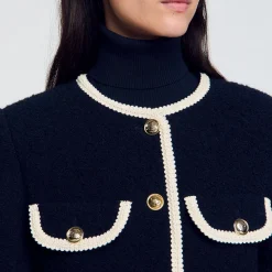 Femme SANDRO Veste Longue En Tweed