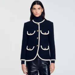 Femme SANDRO Veste Longue En Tweed