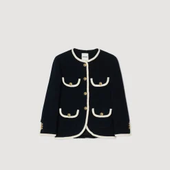 Femme SANDRO Veste Longue En Tweed