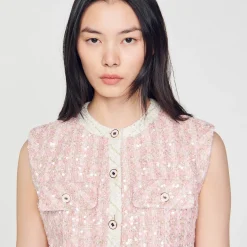 Femme SANDRO Veste Sans Manches En Tweed